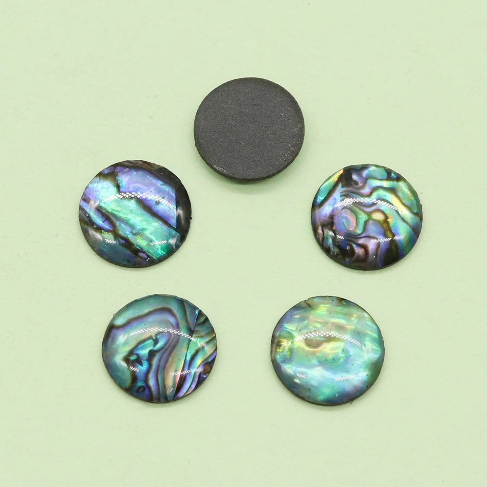 Vintage Round Natural Abalone Shell Ring Cabochon Beads Caps 12mm Cabochon Loose Beads for Jewelry Making DIY Necklace Rings