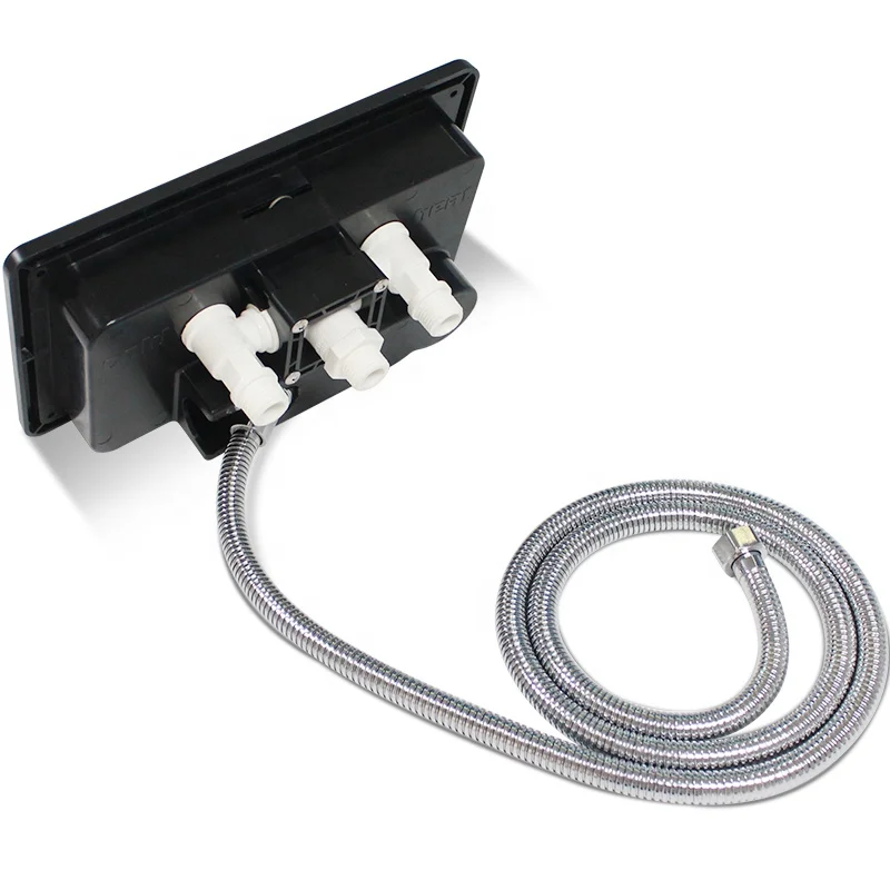 طقم صندوق دش خارجي RV مع رأس دش من الفولاذ المقاوم للصدأ وخرطوم تركيبات RV للتخييم البحري