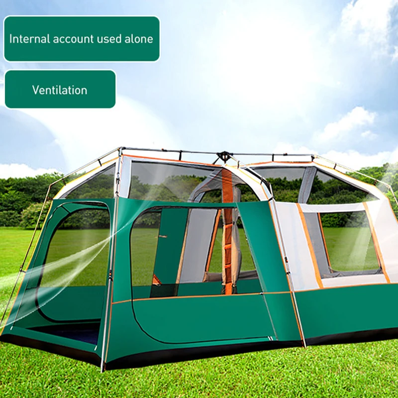 Big camping tent 10,12 person PEOPLES waterproof double layer 2 living rooms and 1 hall family tents outdoor  Rain proof tent/