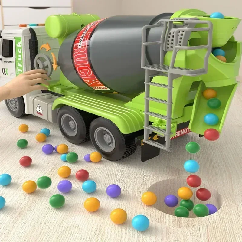 Simulation Engineering Truck Inertial Cement Mixing Discharge Acousto-optic Concrete Set Toy Car Toys for Kids 2 To 4 Years Old