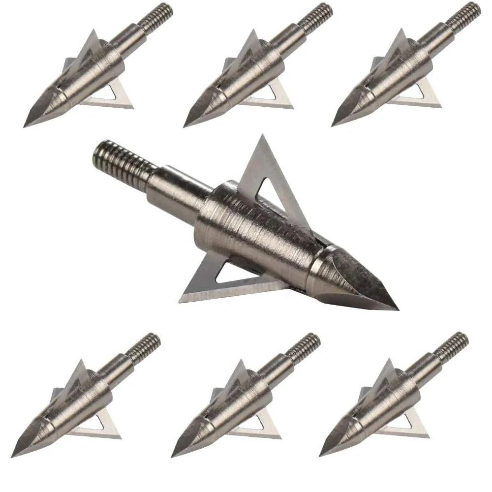 

6/12pcs 100 Grain 3 Fixed Blades Archery Arrowheads Broadheads Stainless Steel Hunting Arrow Heads for Bow Crossbow Shooting