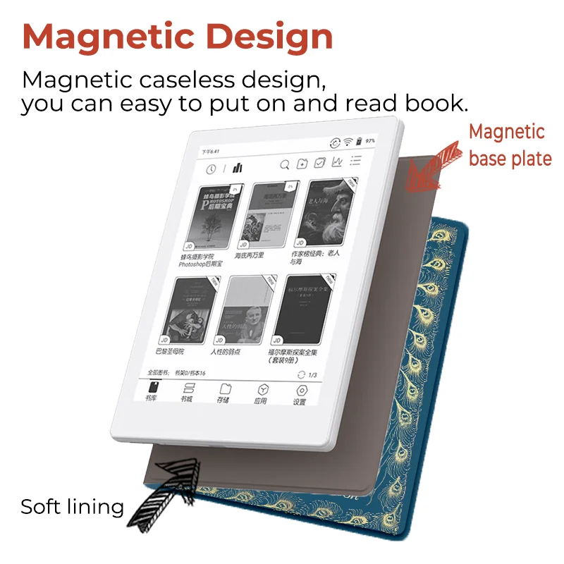 twosheep Vintage Book Magnetic Core Case suit for Boox Go6 GenII Go6 Poke7 Poke6 Poke5 Auto Wake Slim Protective Folio Cover