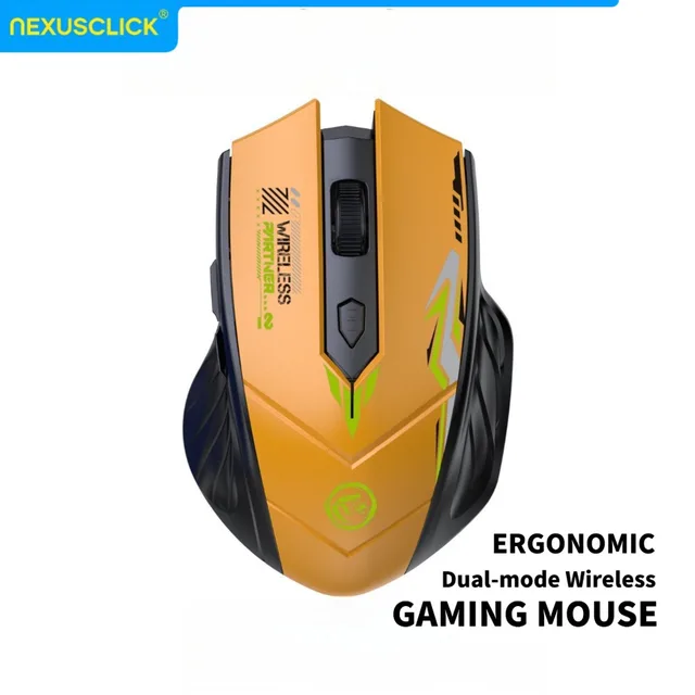 Mouse Sem Fio NexusClick Bluetooth 5.4 e 2.4G com Apoio para os Dedos, 6 Botões, Silencioso, Recarregável para PC e Laptop