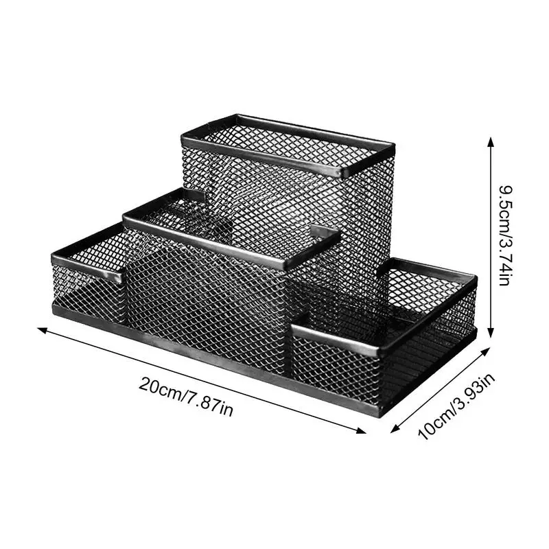 Pen Containers For Desk Office Stationery Storage With 4 Grid Desk Organizer Storage For Desktop Home School Bedroom Countertop