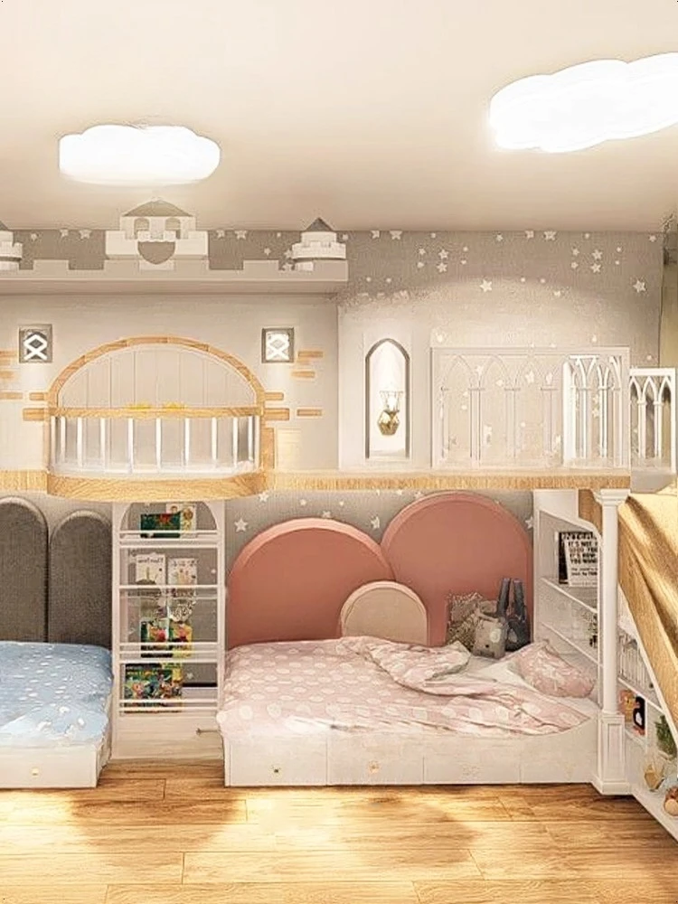 شقة كبيرة لعب الأطفال، الأولاد والبنات صعودا وهبوطا، أسرة مزدوجة، الشريحة b eds