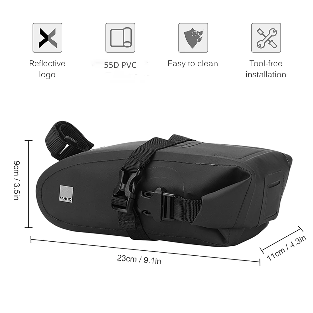 MTB Road Bike Saddle Bag Waterproof Bicycle Storage Bag Reflective Cycling Rear Seat Post Bag Large Capacity Tail Rear Bag