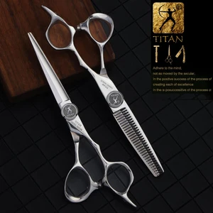 Titan-professional hairdresser scissors, barber steel scissors, hairdresser, haircut, set of 5.5, 6.0in, japan, 440c 10 Main Sales Tissue Titan - №4