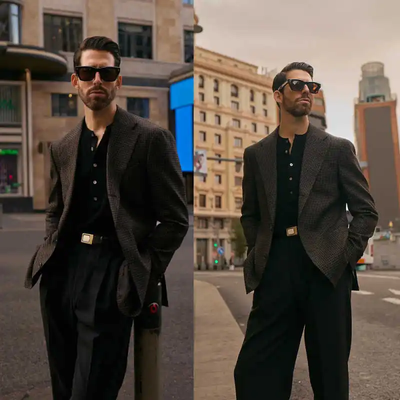 

Modern Men's Houndstooth Suits Notched Lapel Single Breasted Pant Sets Business Occasion 2 Pieces Customized Jacket