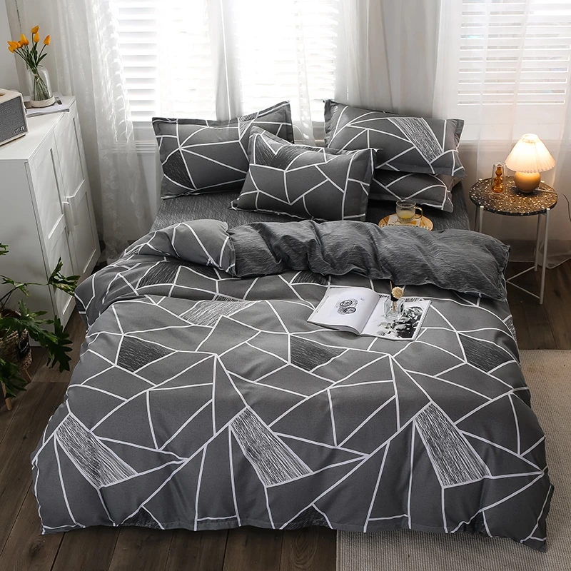 Geometric Pattern Duvet Cover 220x240/200x200,Minimal Style Bedding Quilt Cover Twin/Queen/King Size(No Pillowcase)