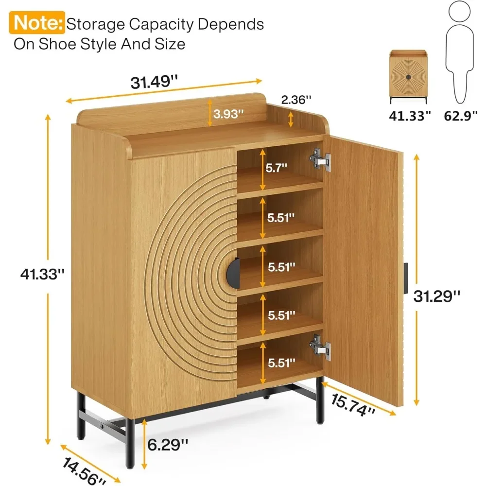 6-Tier Shoe Cabinet with Doors - Adjustable Shelves for Optimal Shoe Storage