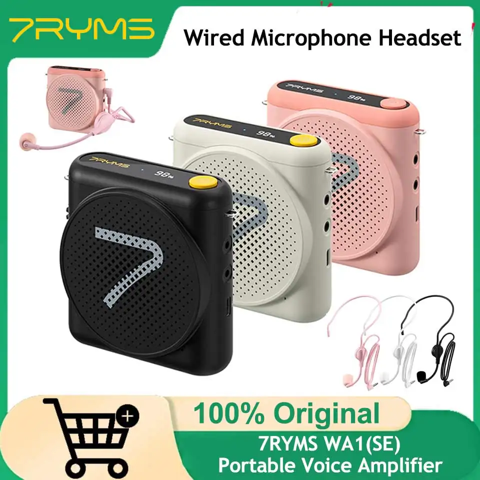 

7RYMS WA1(SE) Portable Voice Amplifier with Wired Microphone Headset for Teachers, Speech,Tour Guide