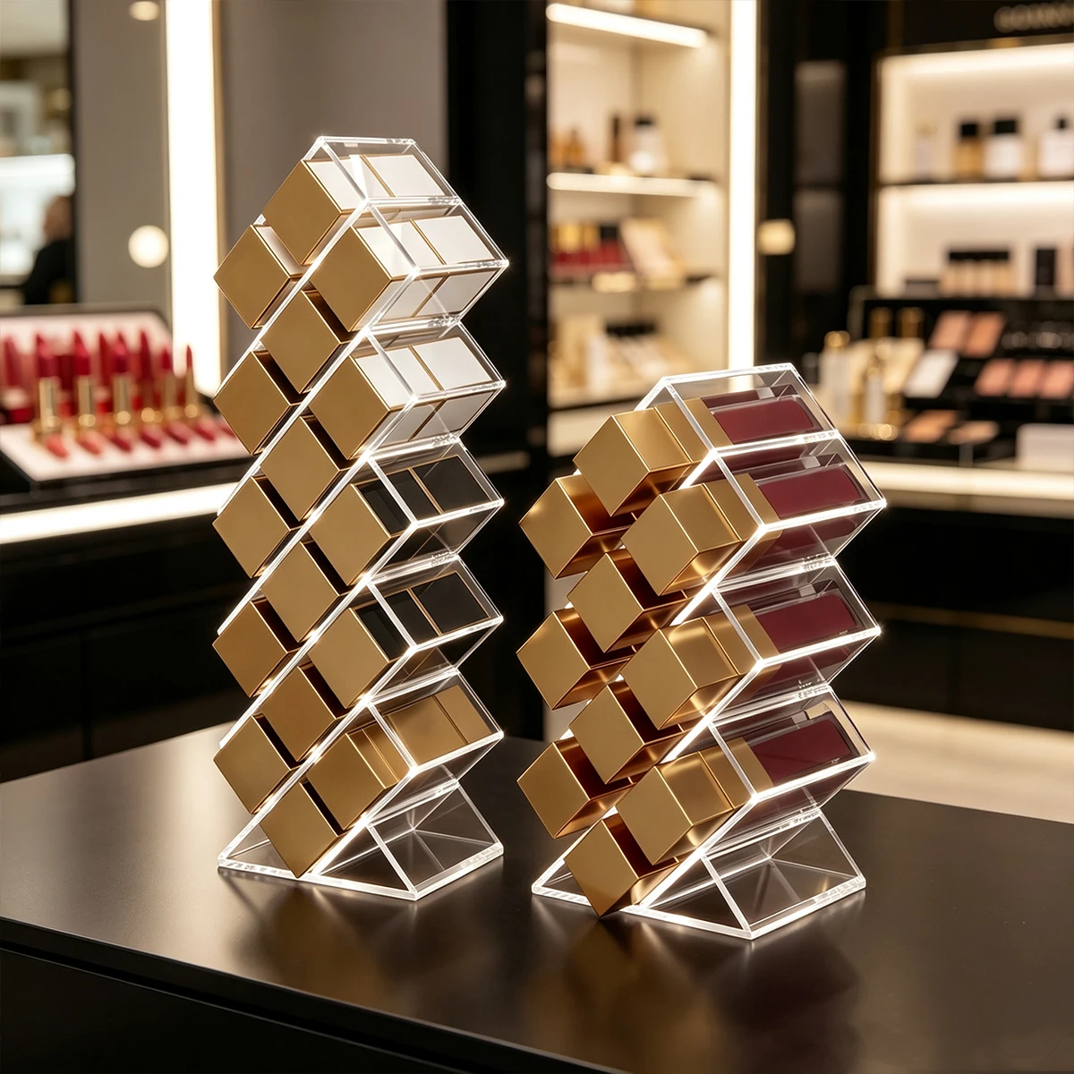 1pc Stackable 10/16 Transparent Lipstick Fish Shaped Display Shelf Desktop Lip Glaze Cosmetics Perfume Sample Storage Rack