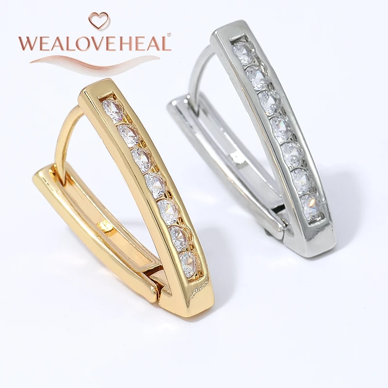 Damen-Ohrringe aus 18K vergoldetem Messing mit CZ-Stein, V-förmige Huggie-Ohrringe, geometrisch, minimalistisch, für den täglichen Gebrauch, Valentinstagsgeschenk, Schmuck. – Detail 16