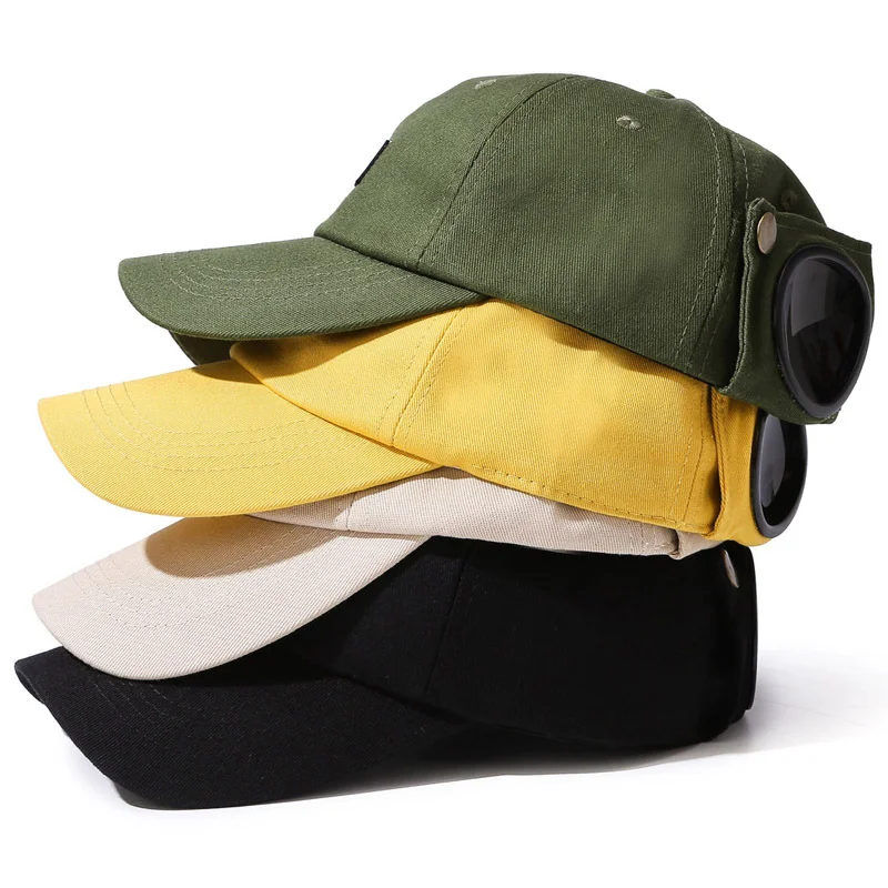 Retro Pilot Hat Sunglasses Baseball Cap Men Women‘s Hip-hop Trend Outdoor Travel Sport Cycling Sunshade Hat Street Baseball Caps