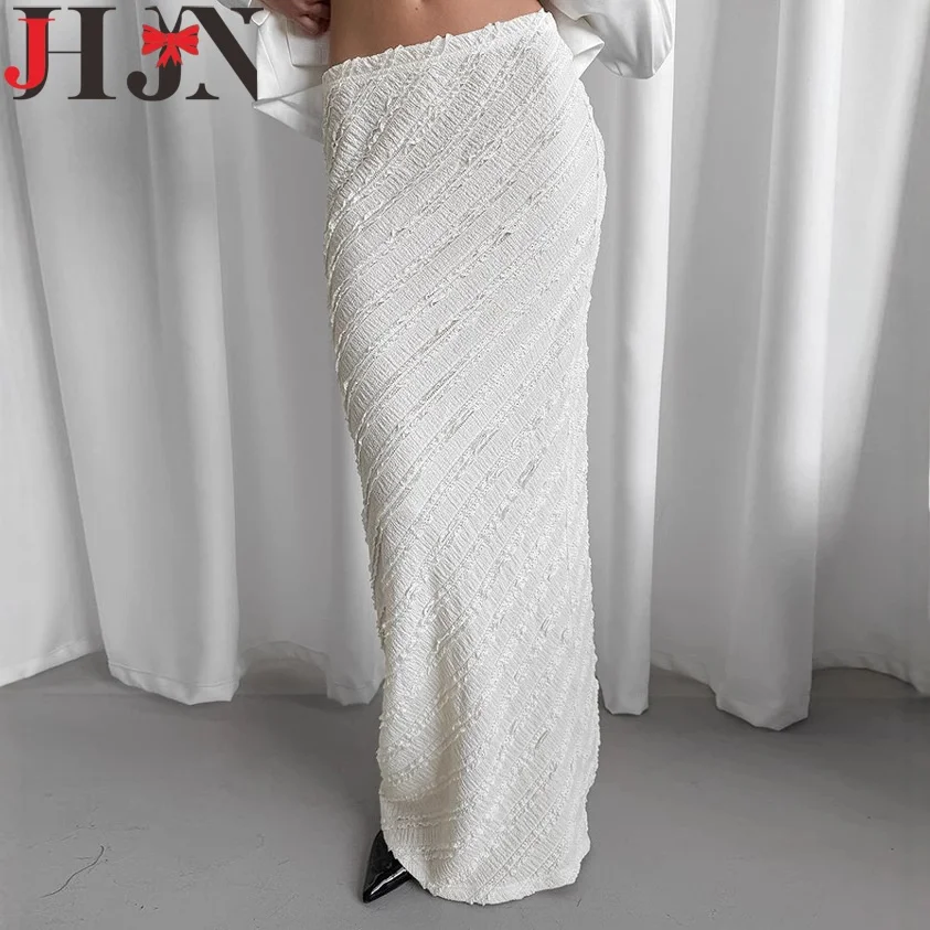 

JHJN Women Skirt White Knitted Short Dress Sexy Hotties Wrap The Buttocks Bottoms Clubwear Stylish Full-Length Skirts Party Gown