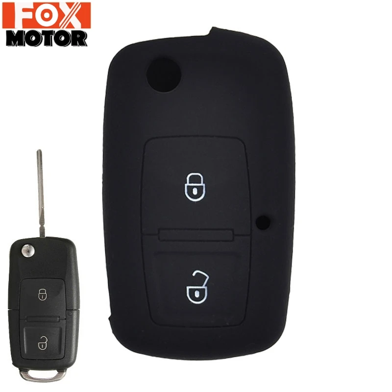 2 Button For VW Golf Bora Lupo Passat Polo Sharan Transporter 2000 -2008 Silicone Fob Shell Skin Protector Key Case Cover