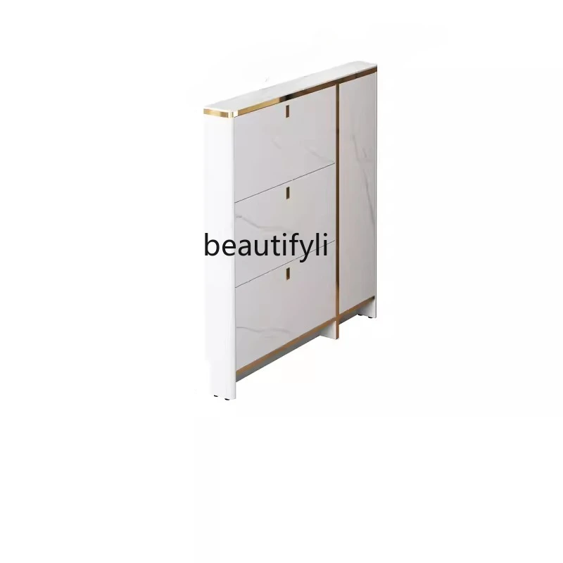 

Modern Minimalist Nordic Ultra-Thin Shoe Cabinet Light Luxury Stone Plate Entrance Solid Wood Titating Extreme Narrow