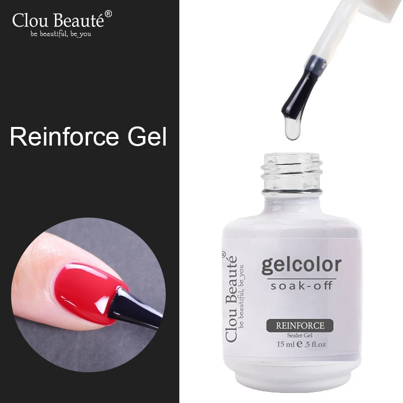 Clou Beaute 15ml Base Top Coat Smalto per unghie Rinforzare Vernici in gel Manicure Nail Art Soak Off UV Lucido Rinforzo Gel Primer