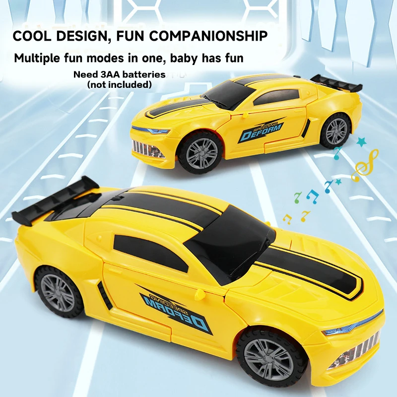 Boys 2-in-1 Stunt Racing Robot Car Toy with Colorful Lights And Music Obstacle Avoidance Feature Transforming Fun Gift for Kids