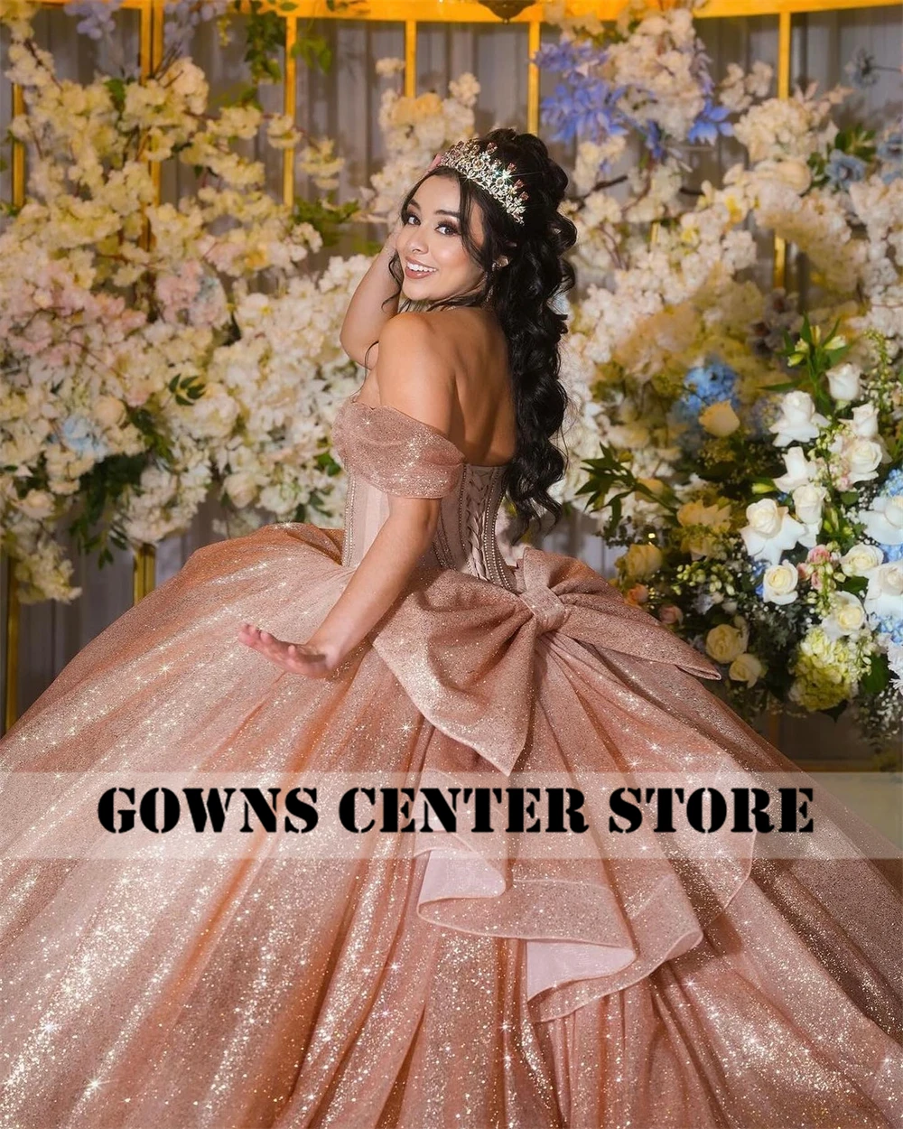 Stunning Off The Shoulder Quinceanera Dresses With Bow Lace-up Beaded Mexican Ball Gown Dress 18th Birthday Debut Sweet 15 16