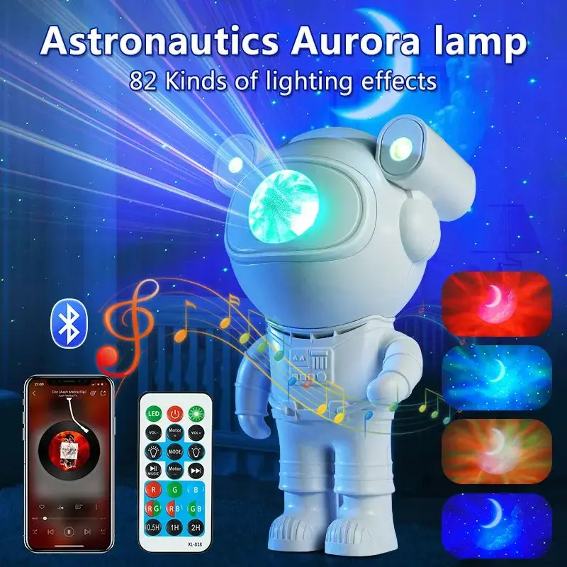 Aurora Astronaut Nebula Remote Control Bluetooth Music Sound Kid DIY Swirling Starry Night Light Romantic Starry Sky Projector