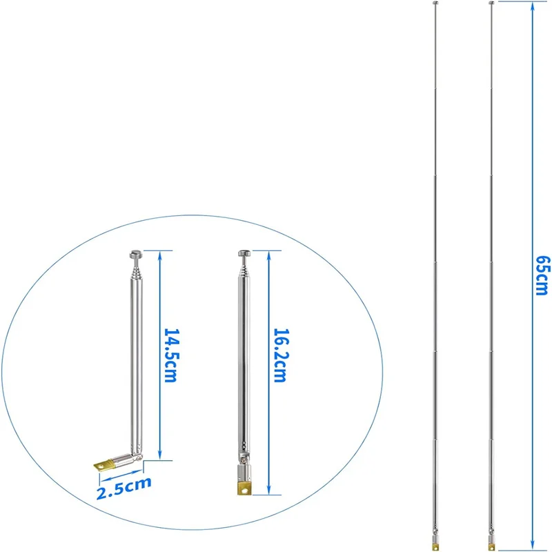 Telescopic Antenna FM AM Radio  7 Section Replacement Telescopic Aerial Antenna TV Radio DAB AM/FM Universal  Aerial Receiver