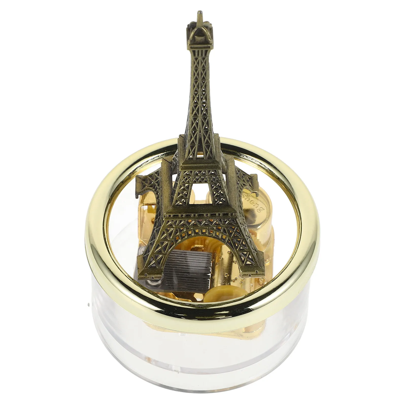 Eiffel Tower Music Box Vintage Clockwork Metal Eight-Tone Hand-Cranked Desktop Decoration Retro Melody Box Gift