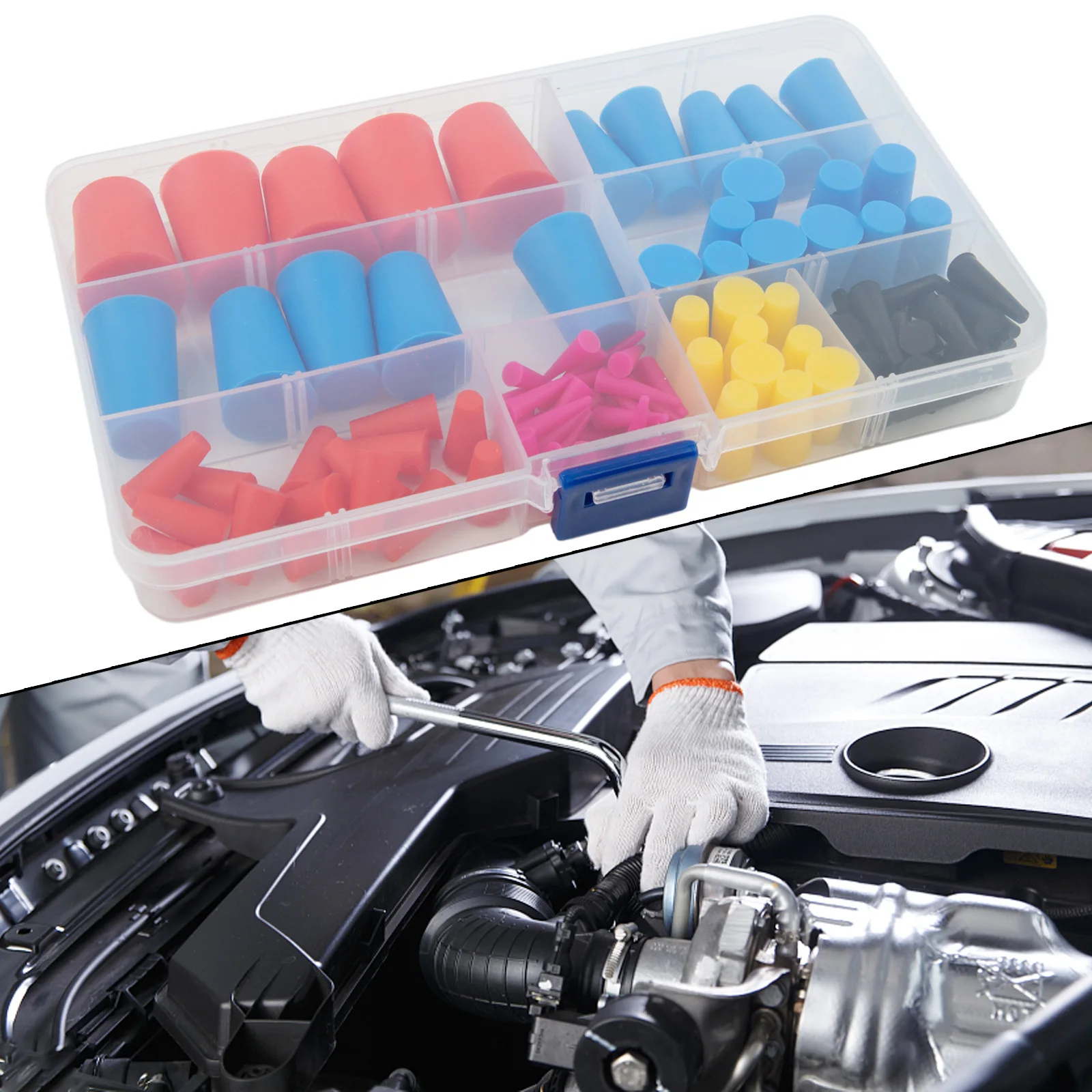 105Pcs High Temp Masking Plugs Powder Coating Silicone Cone Plugs Assortment Automotive Tools Kit Specialty Paint Coatings