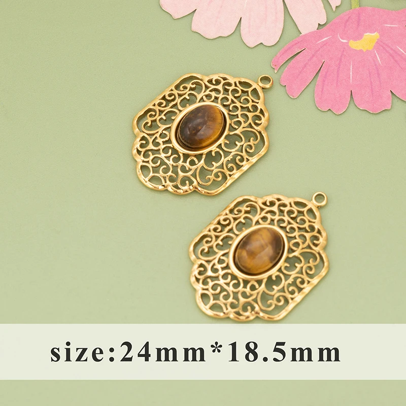 assoonas, 4 Stück/Set, MI61, wasserdichte Schmuckaccessoires, 316L-Edelstahl, Natursteine, Anhänger, Schmuckherstellung, DIY-Anhänger – Detail 7