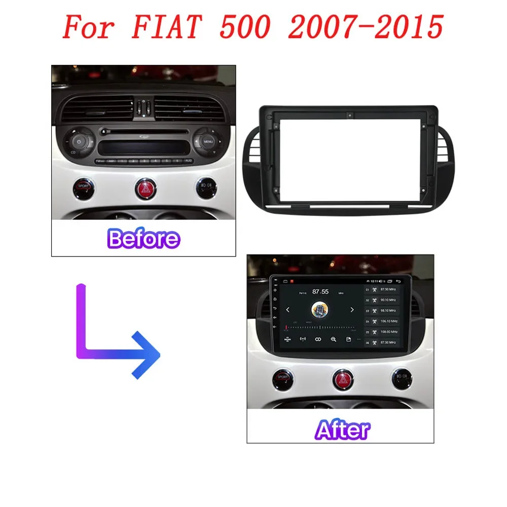 

9" 2din Car radio Frame Adapter For FIAT 500 2007-2015 car panel Android car Radio Dask Kit Fascia