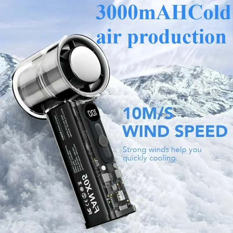 

2025 Portable Handheld Turbo CoolingFan 100 Speeds 3000mAhRechargeable High WindMini Fan withAdjustable Airflow for Outdoor Use.