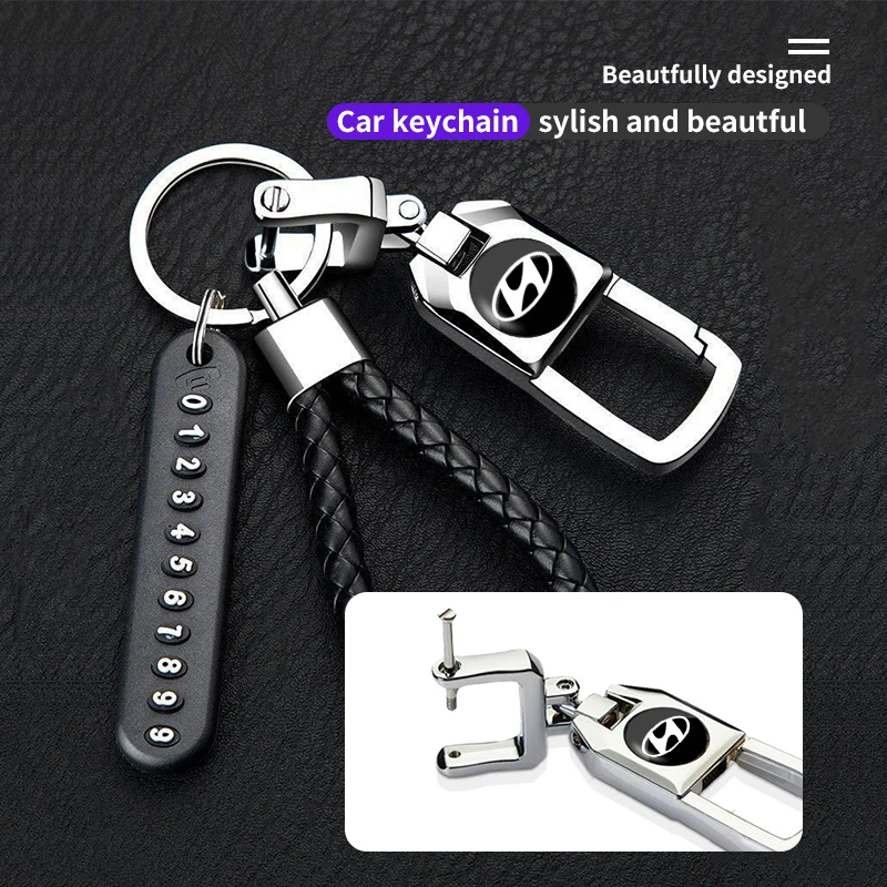 

Car Anti-Lost Metal Keychain 3D Styling Badges Key Ring For Hyundai Tucson I10 I20 I30 Santa Fe Sonata Azera Accent Accessories