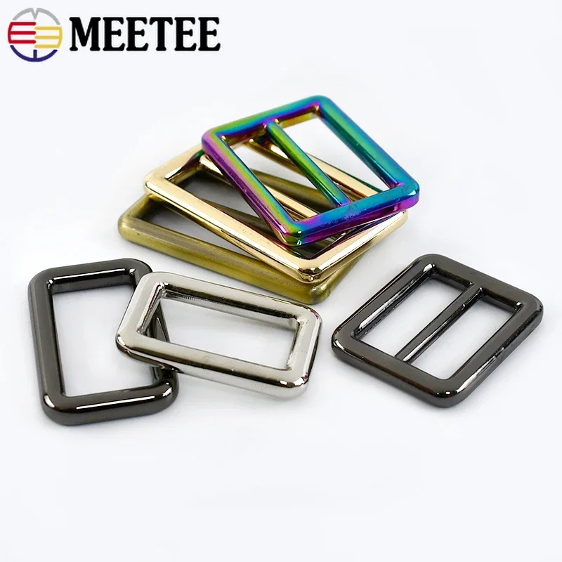 5/10Pcs 12-50mm Meetee Metal Tri-Glide Sliders Ring Buckle Handbag Adjust Clasp Backpack Belt Buckles DIY Sewing Accessories