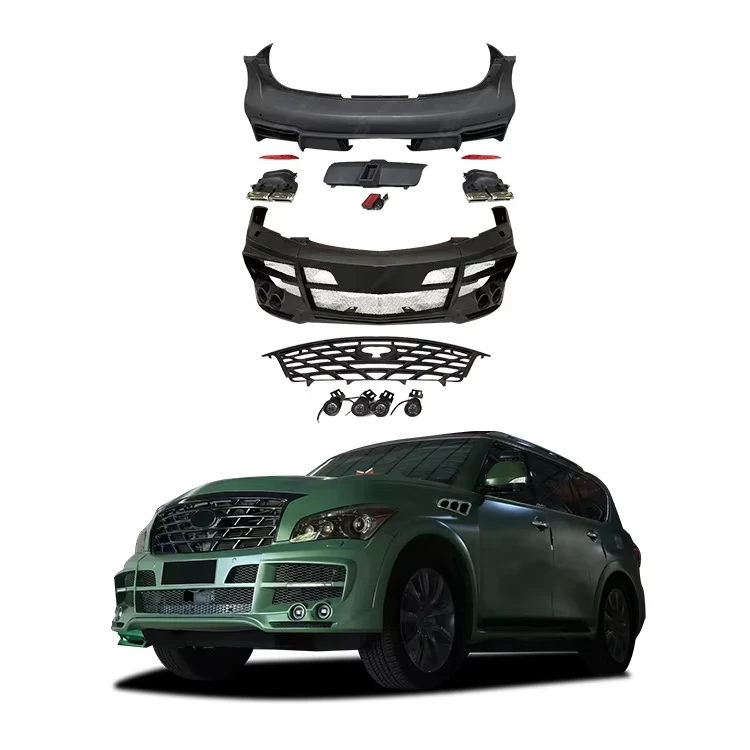 High Quality PP Material Body Kit for Infiniti QX56 Wide Style  Front Rear Car Bumpers Exhaust Tips Grills Foglight  Bodykit