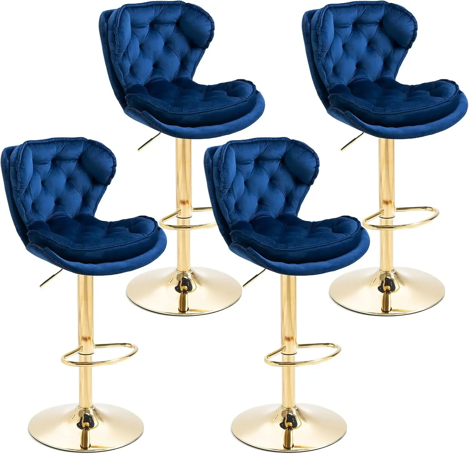 

SLEERWAY Modern Swivel Bar Stools Set of 2 Counter Stools for Kitchen Counter Velvet Bar Chairs Gold Barstools Bar Height