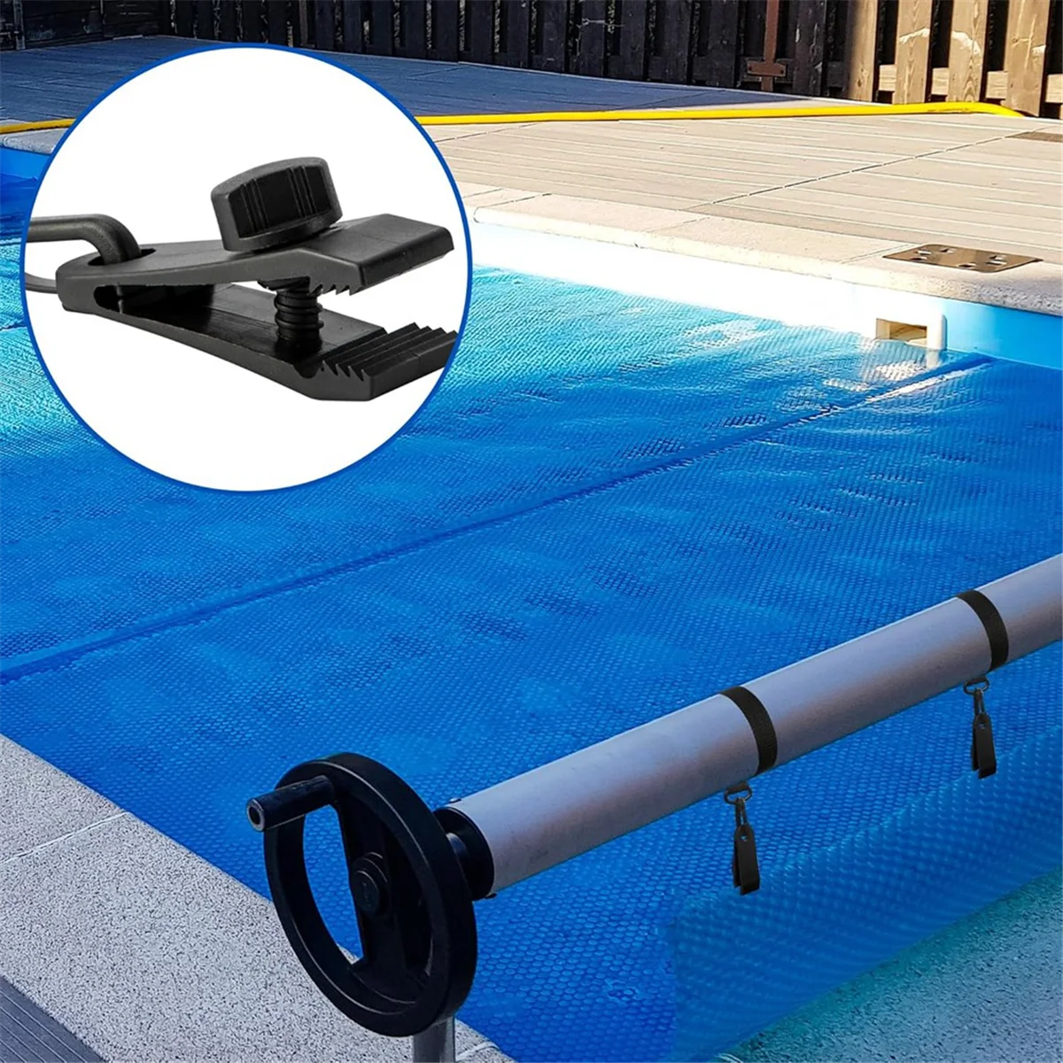Pool Solar Cover Reel Attachment Kit 24Pcs Pool Solar Cover Reel Attachment Kit Inground Swimming Pool Solar Cover Straps and Cl