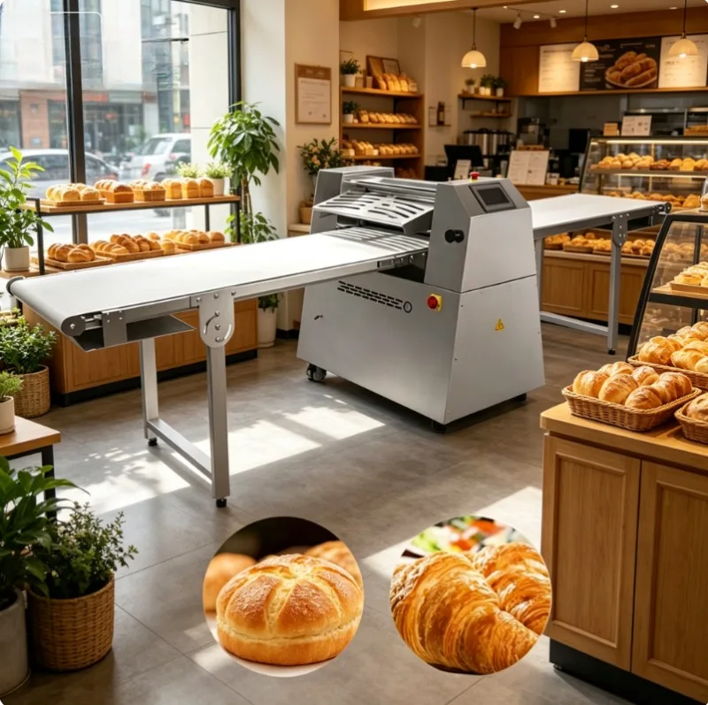 Pastry Dough Sheeter Machine  16in Wide Heavy Duty Dough Roller Laminator with Adjustable Thickness for Pizza, Croissants