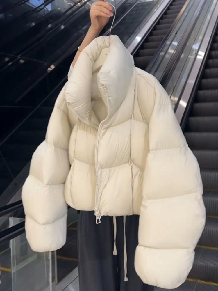 Płaszcz puchowy Sli White ort Puffball dla kobiet, zimowy, nowy model 2025, koreański styl, mały rozmiar, płaszcz typu bread coat, gruba odzież wierzchnia.