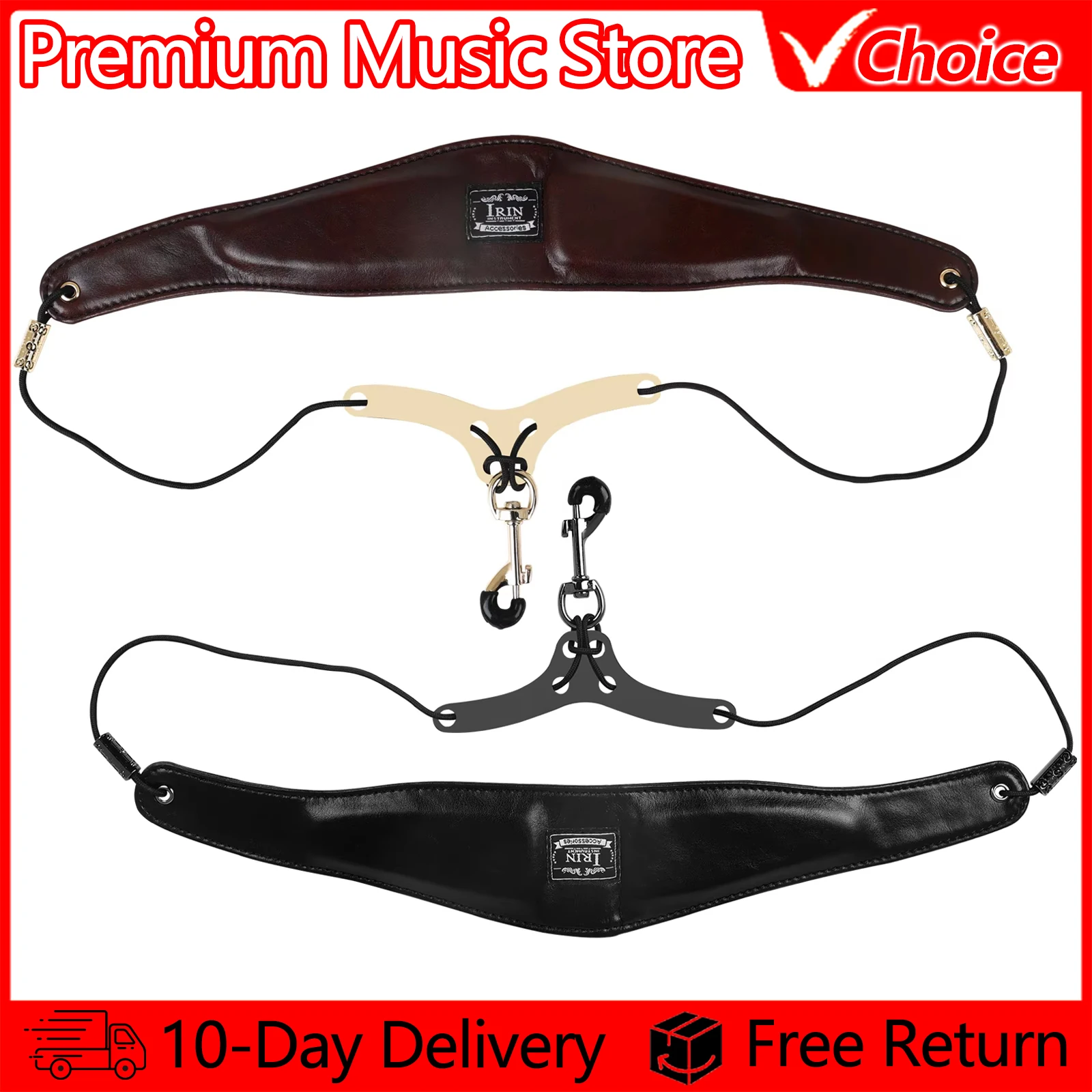 IRIN Saxophone Neck Strap F-95 Sax Strap Leather Padded Soft Protection Neck Harness Sling Lanyard For Soprano Tenor Alto Sax