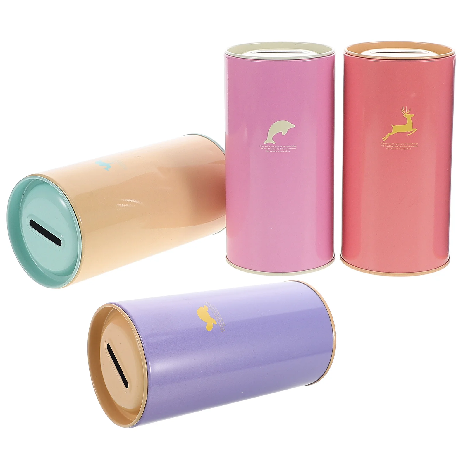 

4Pcs Small Piggy Bank Stylish Money Container Unbreakable Metal Coin Bank for Home Office Decor