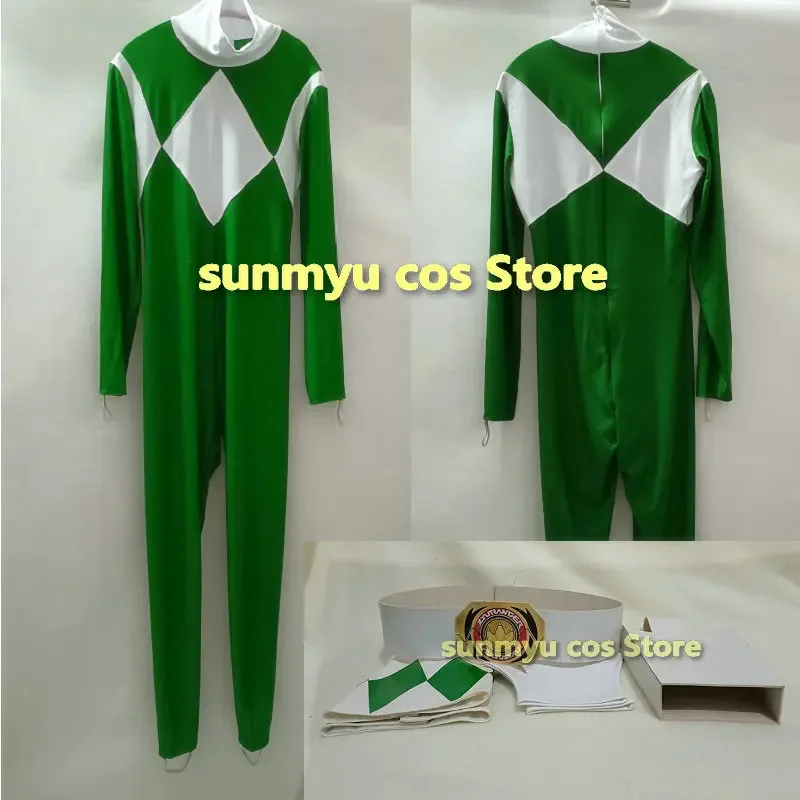 Kyoryu Sentai Zyuranger Ranger disfraz de Cosplay verde monos verdes con cinturón guantes muñequeras tamaño personalizado Halloween