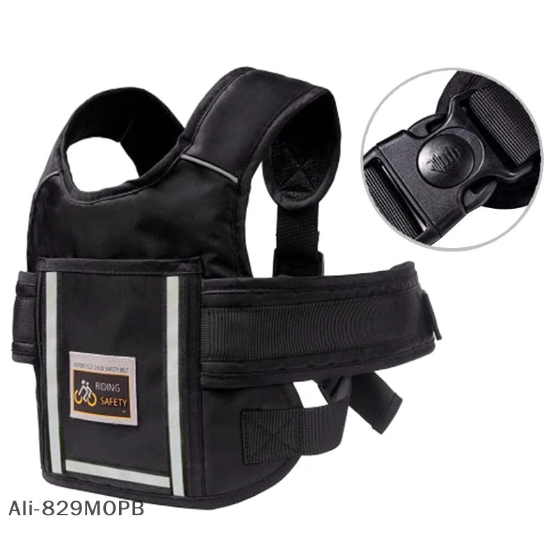 Cinto de segurança universal para motocicleta, para crianças com bolsa de armazenamento, alça para assento traseiro, faixa reflexiva ajustável para crianças