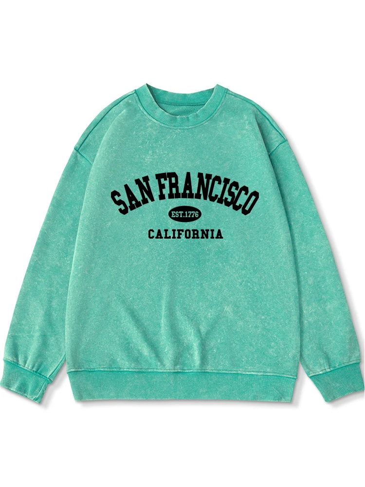 

Sanfrancisco Est.1776 California Printed Women Washed Cotton Sweatshirt Harajuku Casual Tracksuit Fashion Loose Autumn Warm Tops