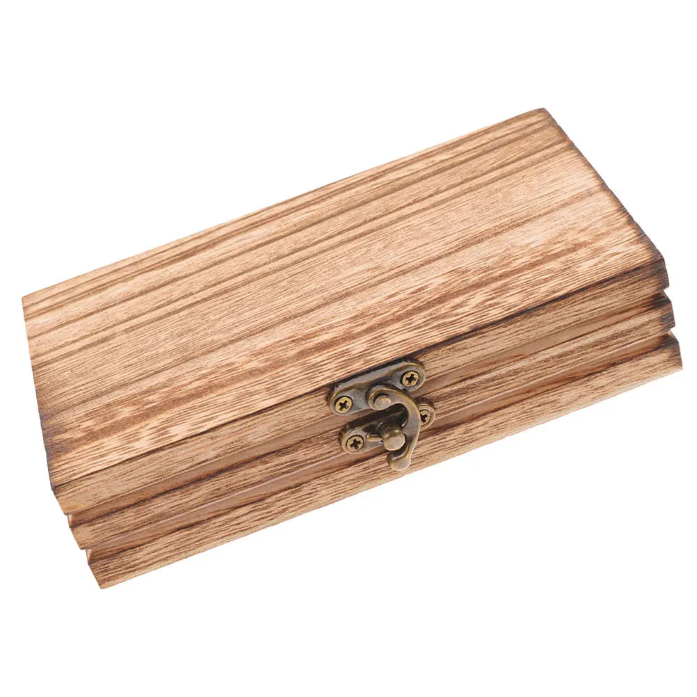 Wooden Storage Box Rustic Jewelry Organizer Desktop Box Lidded Trinket Case Latch Closure Vintage Keepsake Container