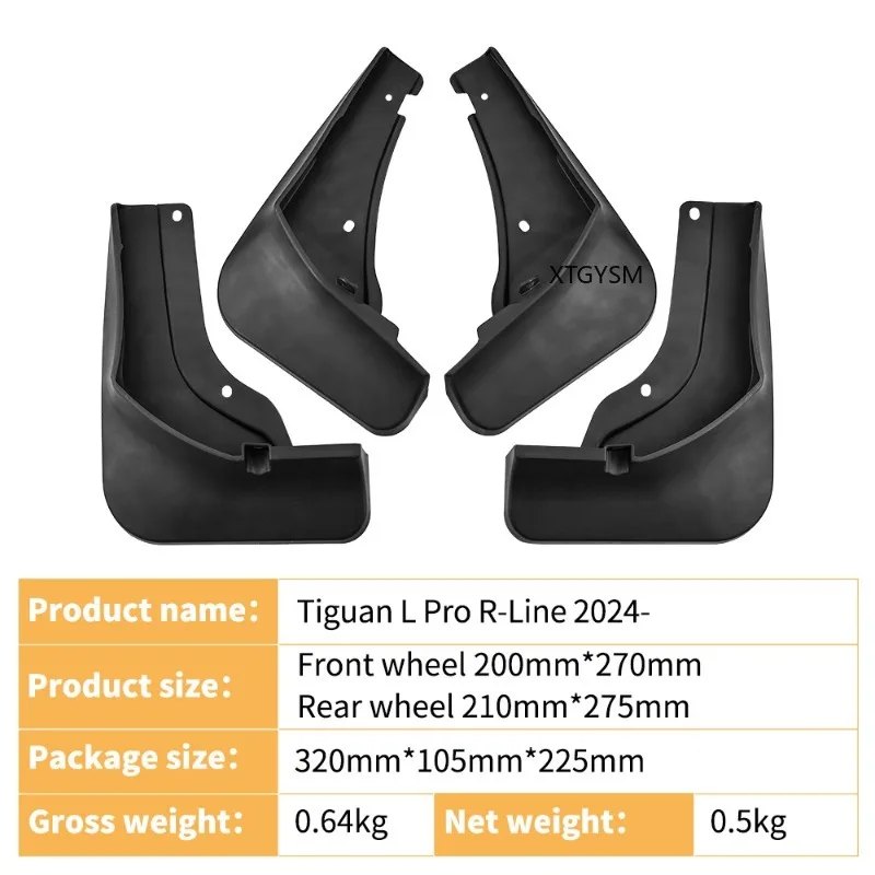 Mudguards FOR VW Volkswagen Tiguan L Pro R-Line 2024 AMud Flaps Exterior Styling Accessory ABS Anti Splash Mudguards Accessories
