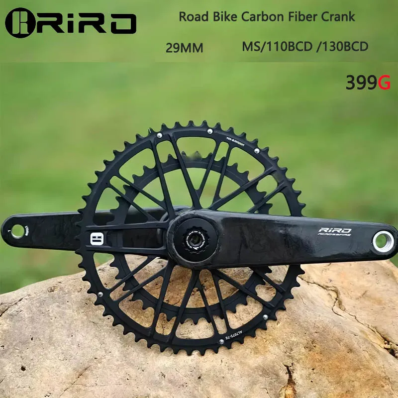 RIRO Carbon Fiber Crank Road Bike  11/12 Speed 50-34/52-36/53-39T Direct Mount  29MM Bicycle Crankset Chainring  parts