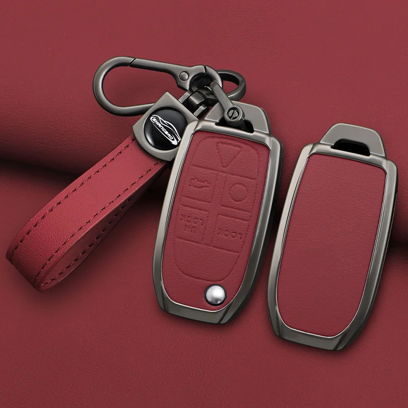 สังกะสีอัลลอยด์หนังสําหรับ Volvo XC90 XC70 S80 S60 S40 V70 V50 C30 C70 5 ปุ่มรีโมทคอนโทรลพวงกุญแจ Accessorie