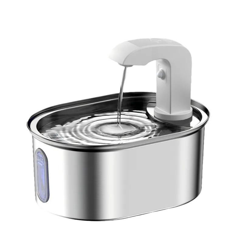 

304 Stainless Steel Pet Smart Water Fountain Wireless Sensor Auto Water Dispenser No Plug Cat Feeder Large Capacity Quiet Design
