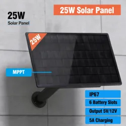 25W Solar Panel Install 18650 Battery MPPT Charge Output 12V Solar Camera Cells 18V1.5A For Lamp Light Waterproof 4G CPE Rouer