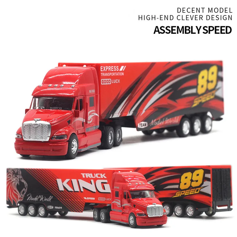 Modello di auto contenitore estraibile in lega 1: 48, giocattolo per auto di ingegneria, auto con suono e luce simulati, commercio all'ingrosso